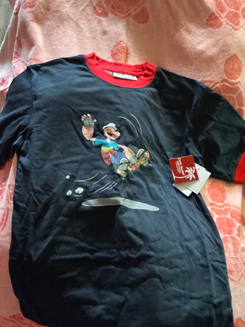 Kids Navy Blue Popeye Graphic Tee with Red Trim - Cool Island brand.